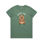 Quokka, Quok On Women's AS Colour T-shirt Sage Womens T-shirt animal Printed In Australia