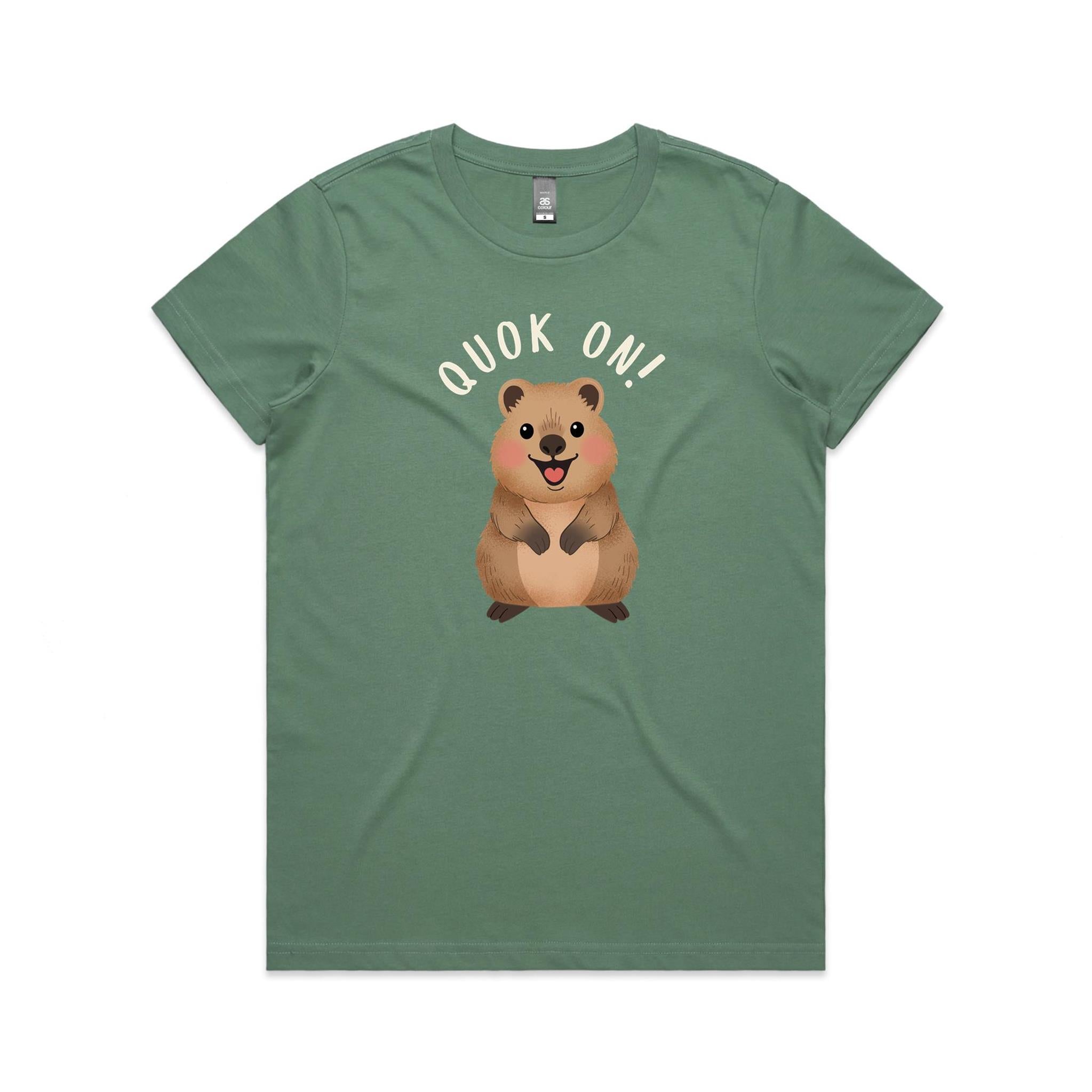 Quokka, Quok On Women's AS Colour T-shirt Sage Womens T-shirt animal Printed In Australia