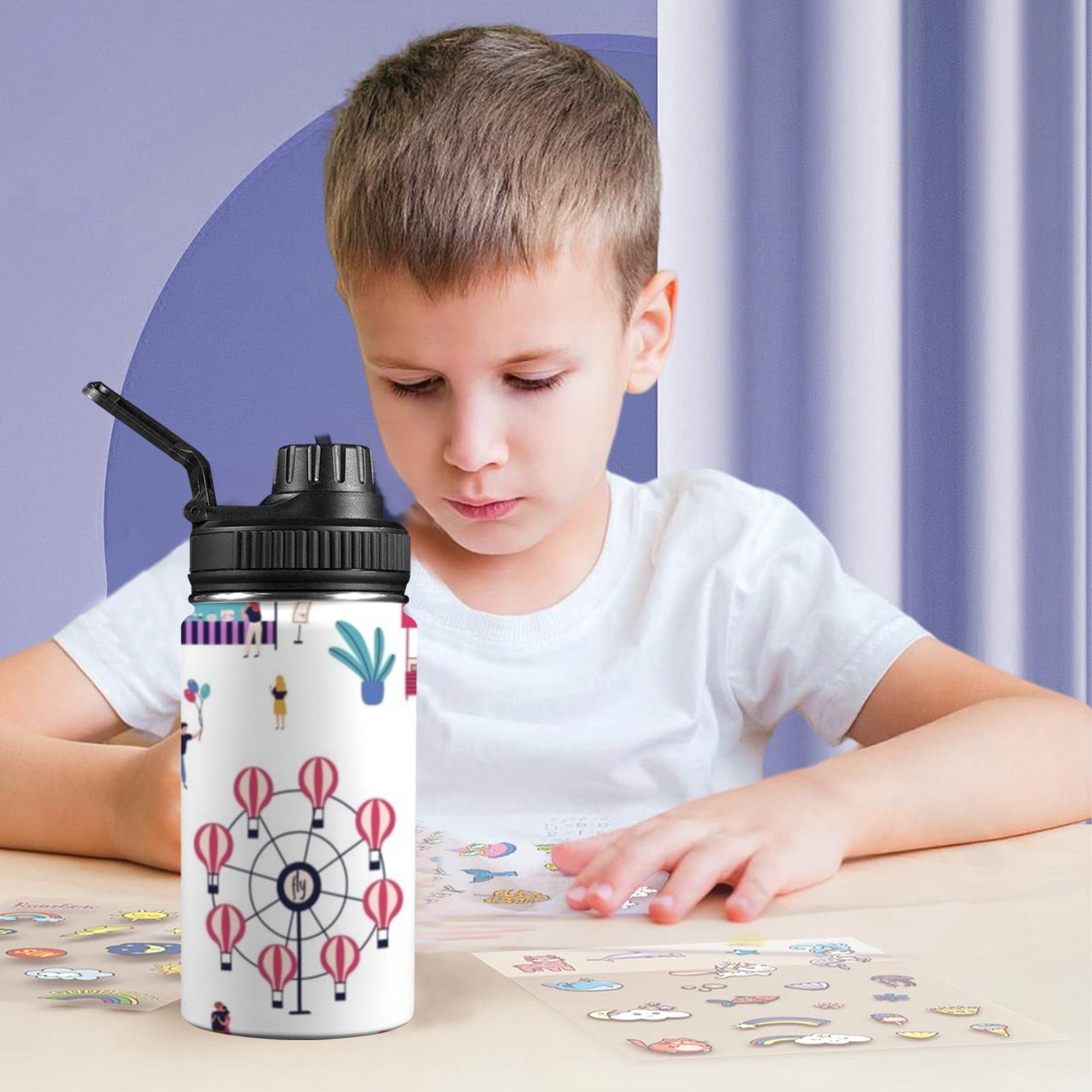 Carnival - Kids Water Bottle with Chug Lid (12 oz) Kids Water Bottle with Chug Lid Printed Offshore