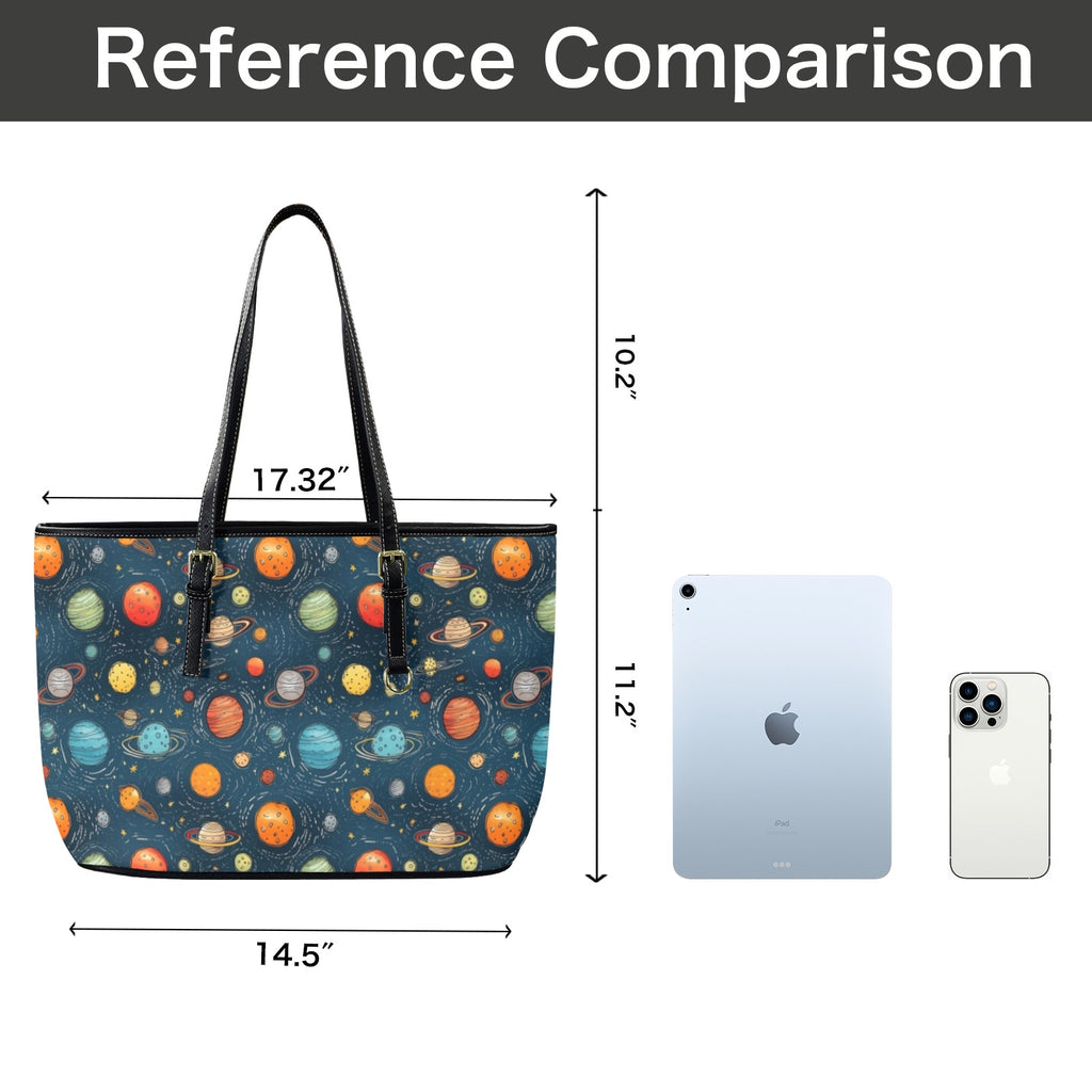 Galaxy - Leather Tote Bag-Large