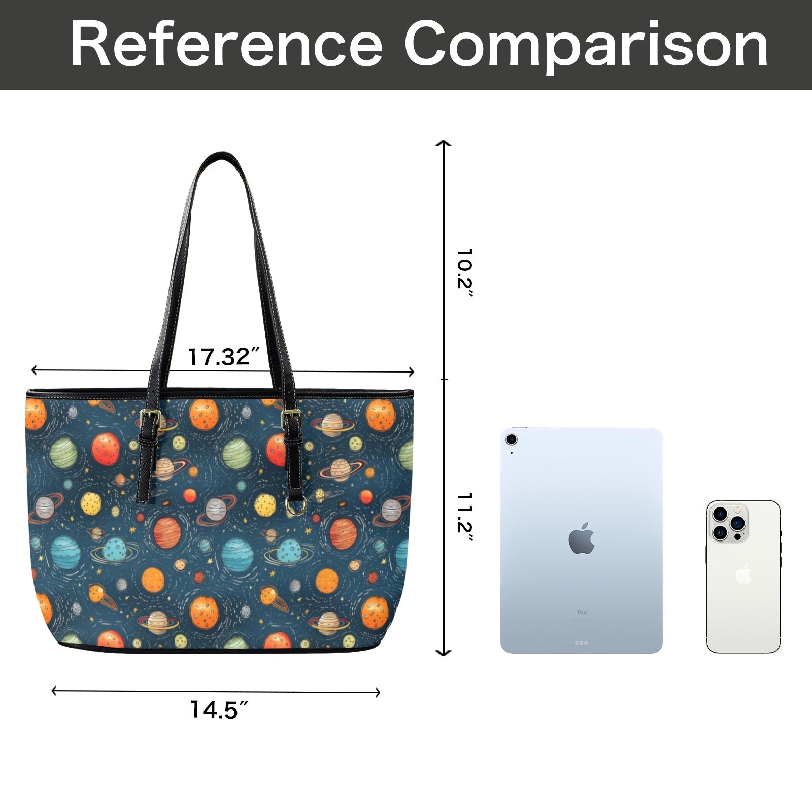 Galaxy - Leather Tote Bag-Large