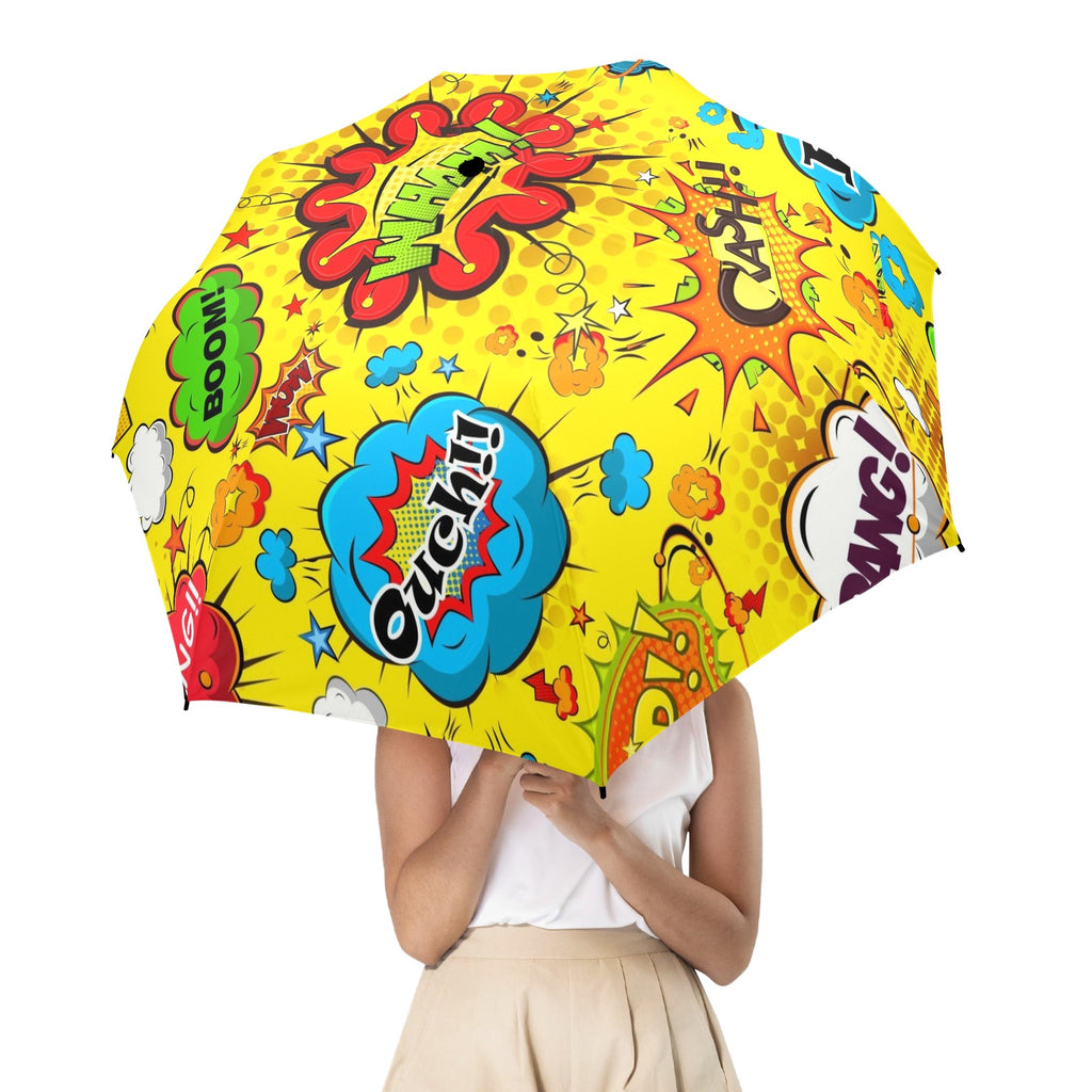 Comic Book Yellow - Semi-Automatic Foldable Umbrella (Model U12) Semi-Automatic Foldable Umbrella (U12)