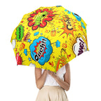 Comic Book Yellow - Semi-Automatic Foldable Umbrella (Model U12) Semi-Automatic Foldable Umbrella (U12)