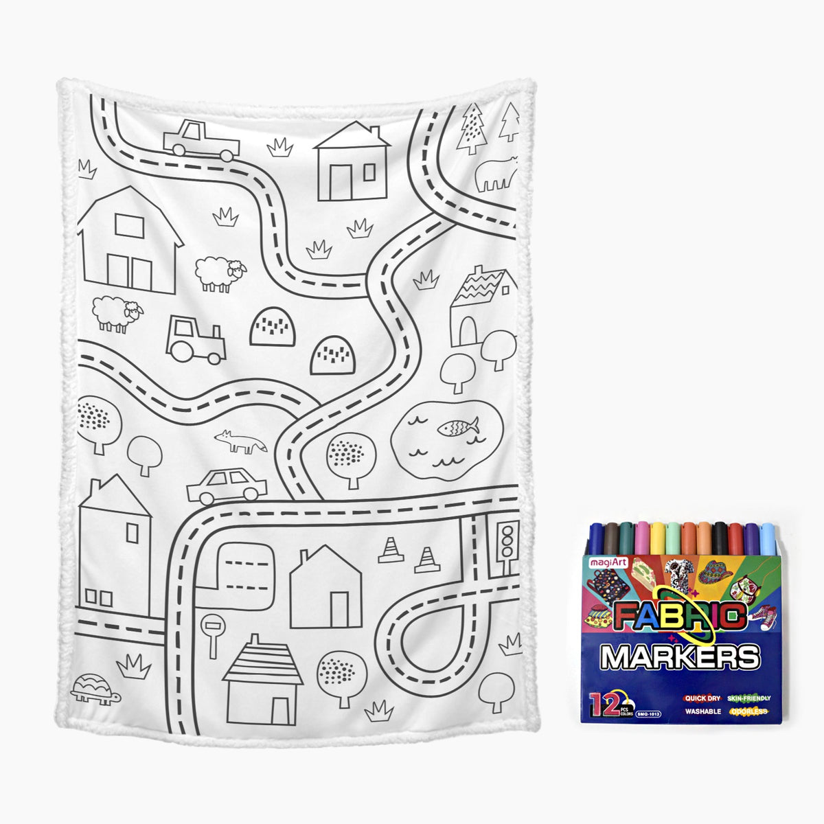 Around The Neighbourhood Colour Your Own Blanket 100×150cm