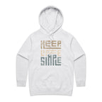 Keep Life Simple - Womens Hoodie White Marle Womens Hoodie Printed In Australia