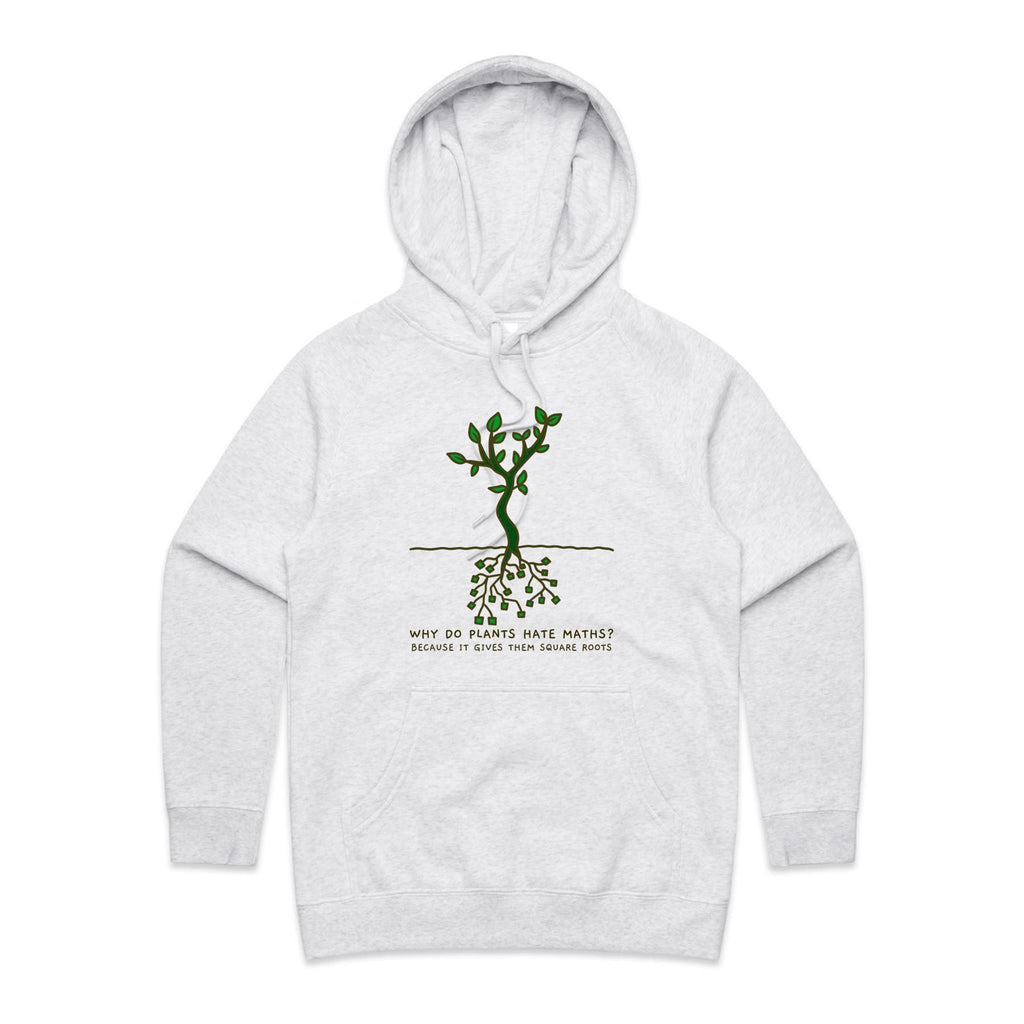 Square Roots, Maths - Womens Hoodie White Marle Womens Hoodie Maths Printed In Australia