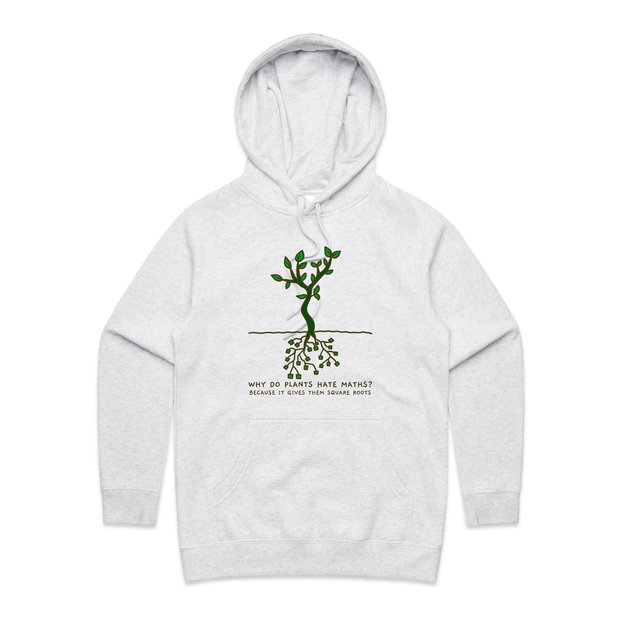 Square Roots, Maths - Womens Hoodie White Marle Womens Hoodie Maths Printed In Australia