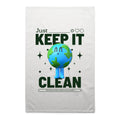Earth, Just Keep It Clean AS Colour Tea Towel White One Size Tea Towel Environment Printed In Australia