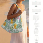 Tropical Flowers And Leaves Beach Chair Towel Cover with Side Pockets