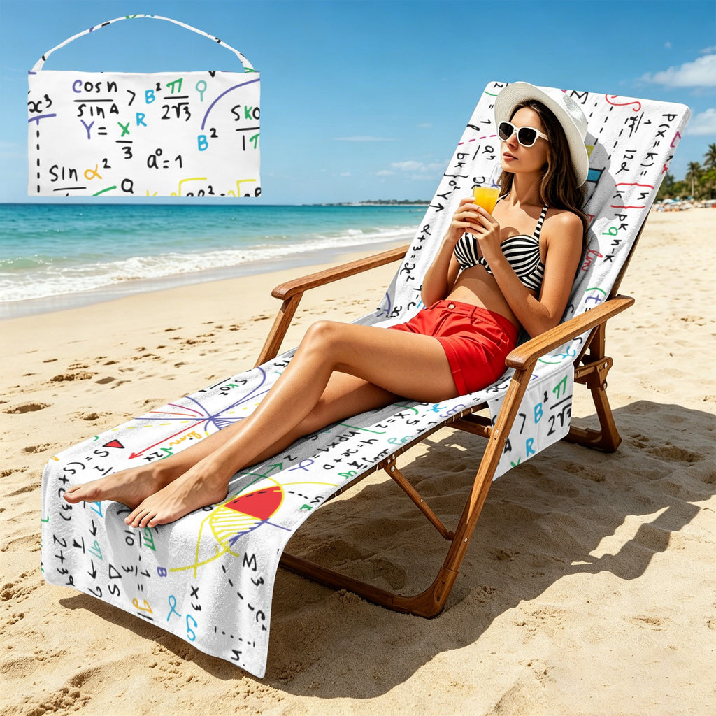 Colourful Maths Formulas Beach Chair Towel Cover with Side Pockets