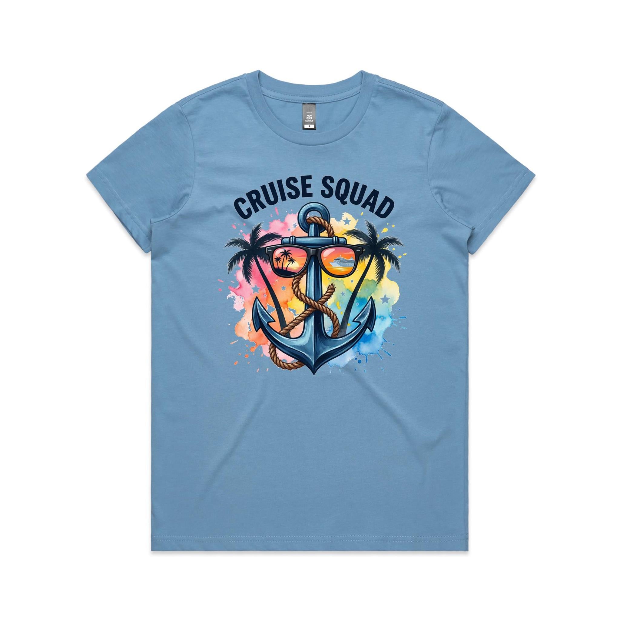 Cruise Squad, Anchor Womens Cruise T-shirt Carolina Blue Womens Cruise T-shirt Cruise Printed In Australia