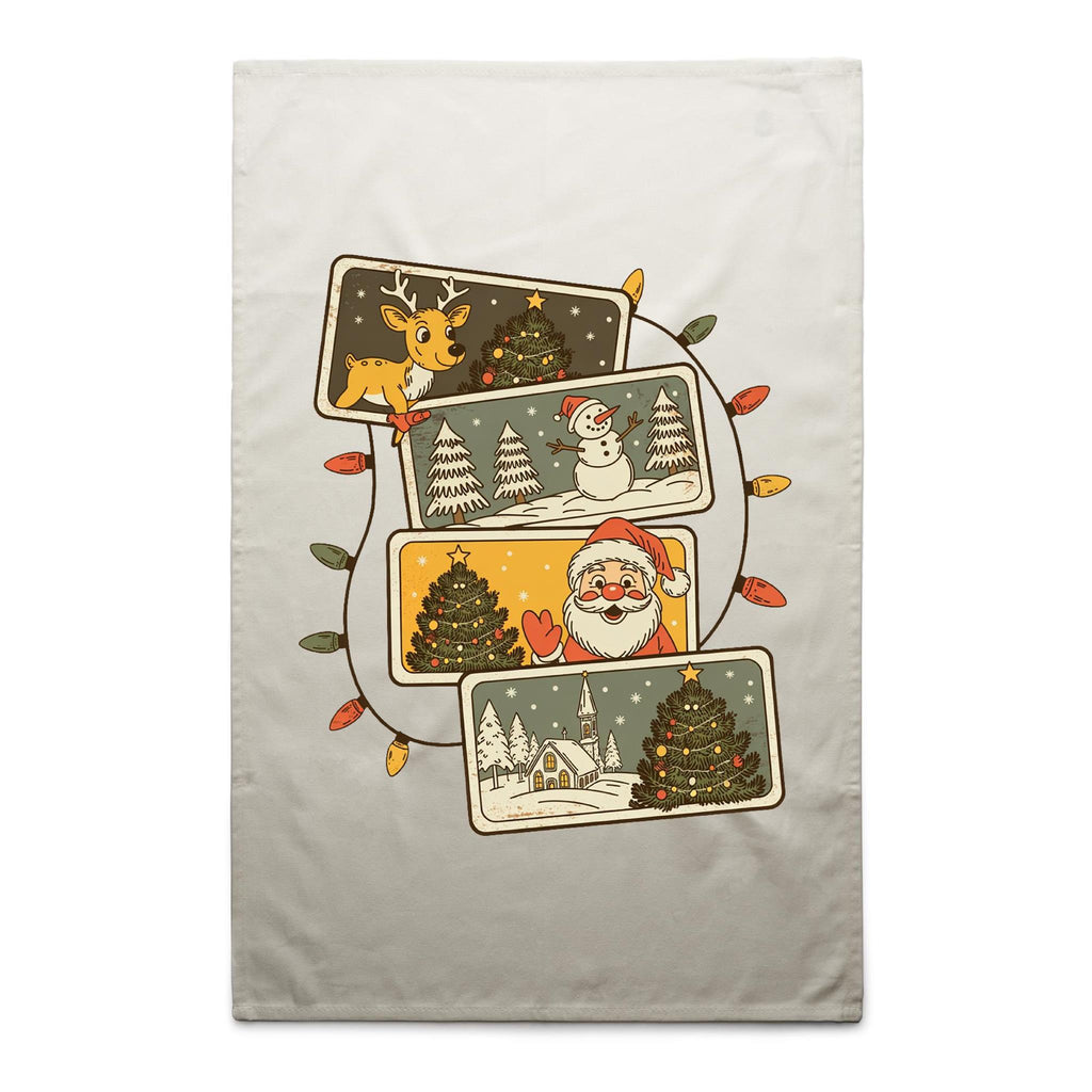 Retro Christmas Cards - AS Colour Tea Towel