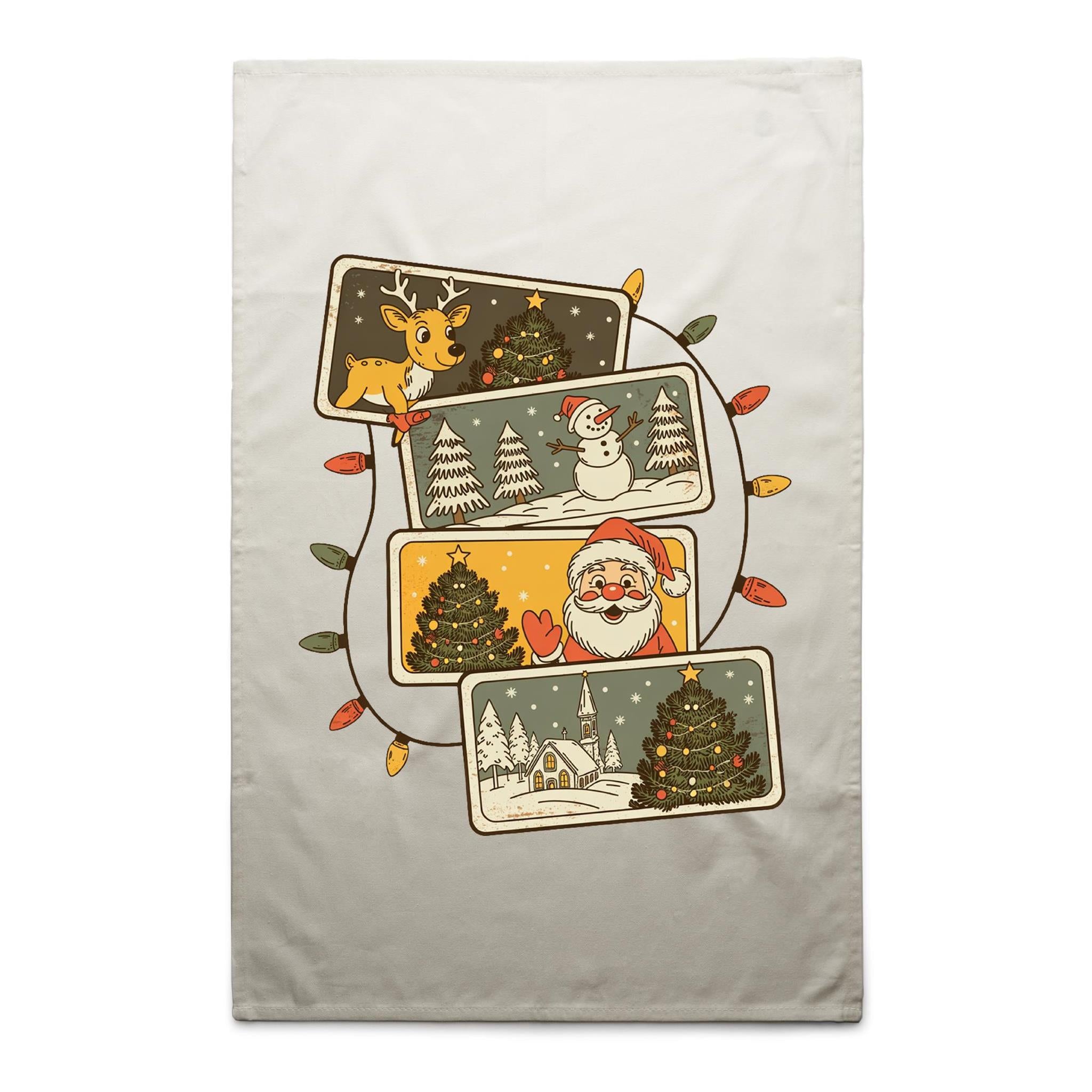 Retro Christmas Cards - AS Colour Tea Towel
