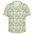 Tropical Flowers And Leaves Men's Crinkle Hawaiian Shirt