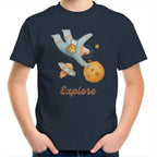 Explore Space - Kids Youth T-Shirt Navy Kids Youth T-shirt Printed In Australia Space