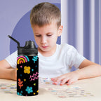 Rainbows And Flowers - Kids Water Bottle with Chug Lid (12 oz)