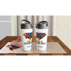 Personalised - I'm A Super Dad - White 15oz Stainless Steel Travel Mug Personalised Travel Mug Customise Dad Personalise