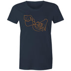 Barista Pouring Coffee - Womens T-shirt Navy Womens T-shirt Coffee Printed In Australia