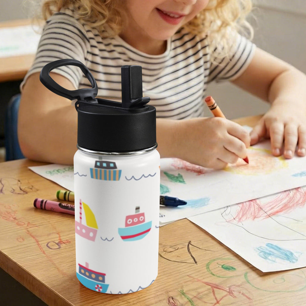 Boats 12oz Kids Water Bottle with Straw Lid