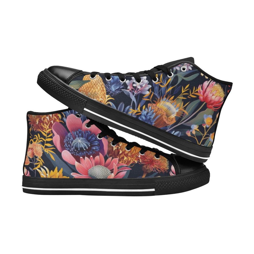 Aussie Floral Women's High Top Canvas Shoes Womens Classic High Top Shoes Plants Printed Offshore