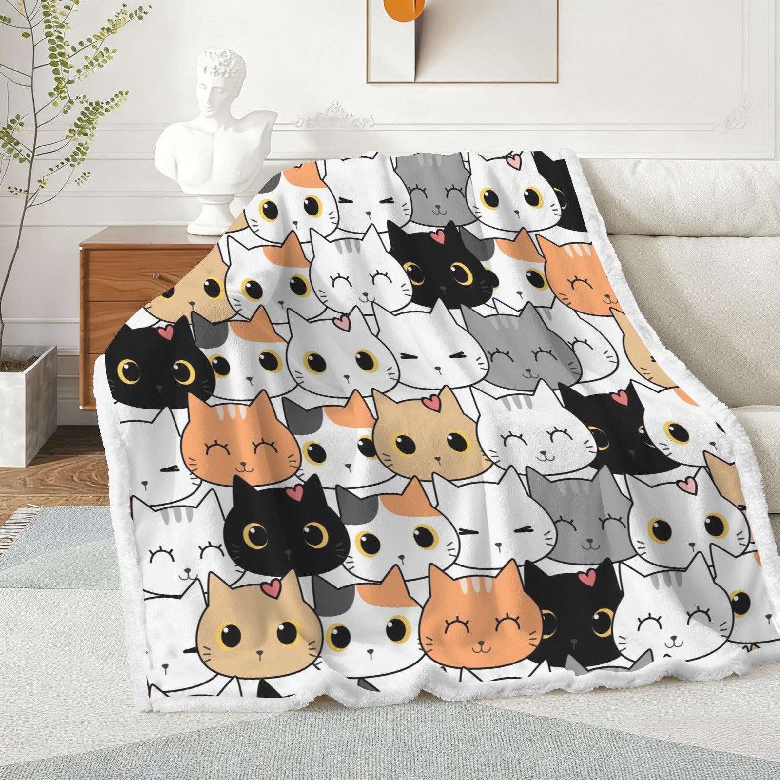 Cute Cartoon Cats - Double-Layer Fleece Blanket 51"x59"
