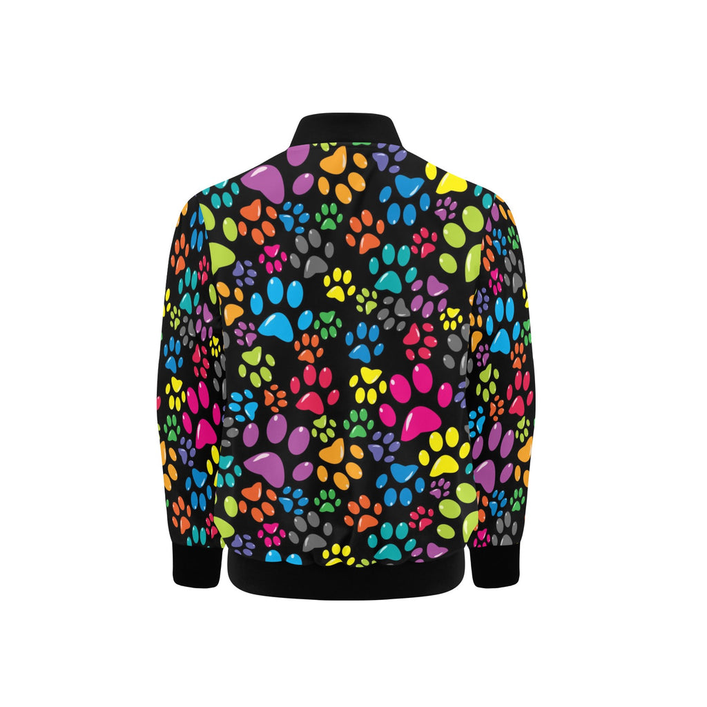 Colourful Dog Paws Kids Bomber Jacket Kids Bomber Jacket animal Printed Offshore