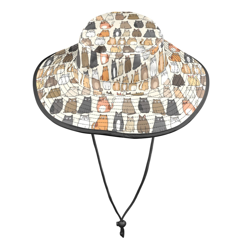 Lots Of Cats Wide Brim Bucket Hat Wide Brim Bucket Hat animal Printed Offshore