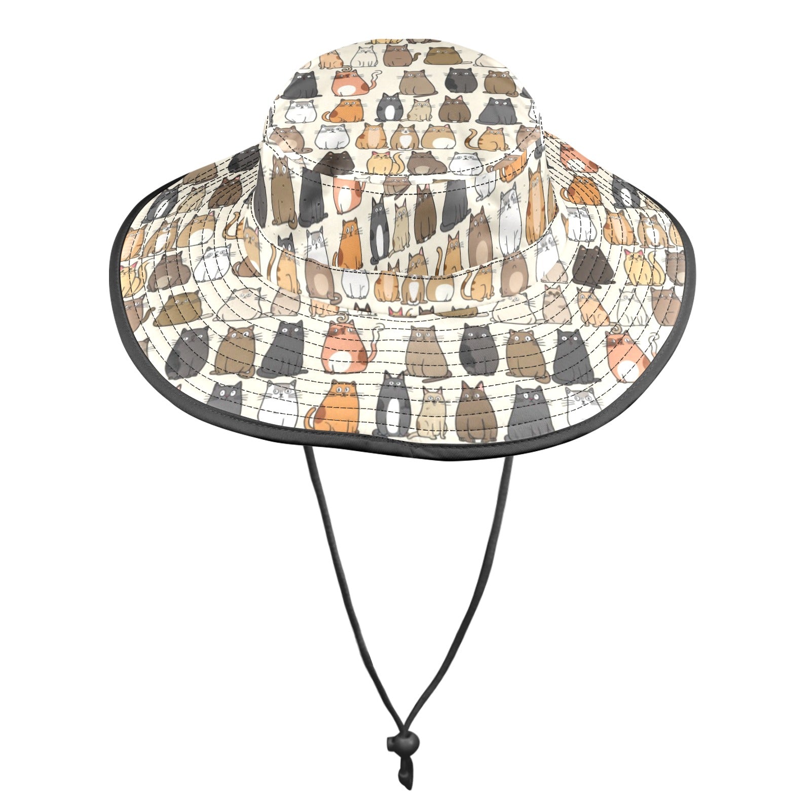 Lots Of Cats Wide Brim Bucket Hat Wide Brim Bucket Hat animal Printed Offshore