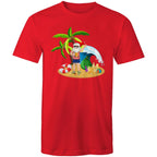 Surf Summer Santa - Mens T-Shirt Red Mens Christmas T-shirt Christmas Printed In Australia