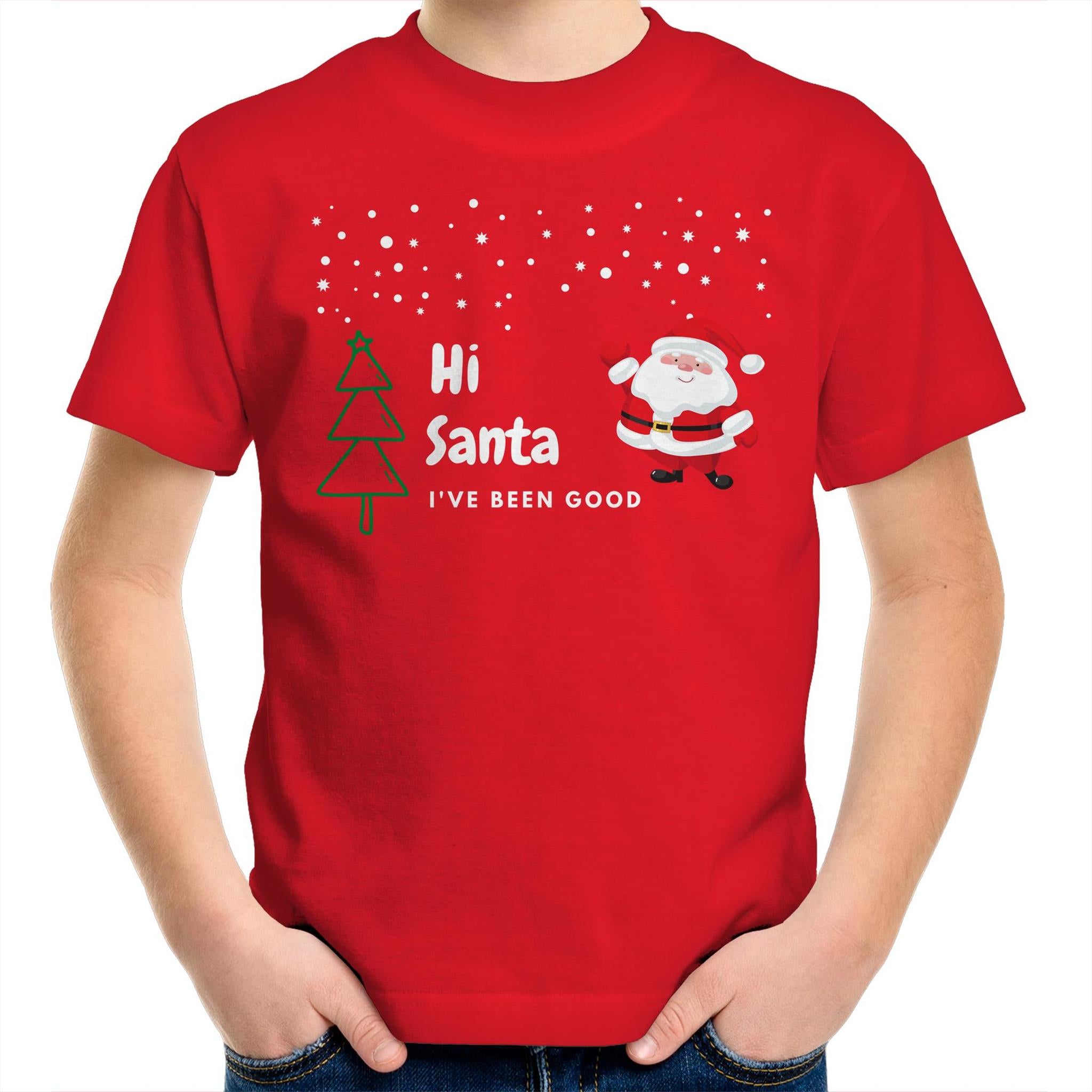 Hi Santa, I've Been Good - Kids Youth T-Shirt Red Kids Christmas T-shirt Christmas Printed In Australia