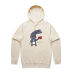 Wake Up, Coffee Rabbit - Mens Hoodie Ecru Mens Hoodie animal Coffee Printed In Australia