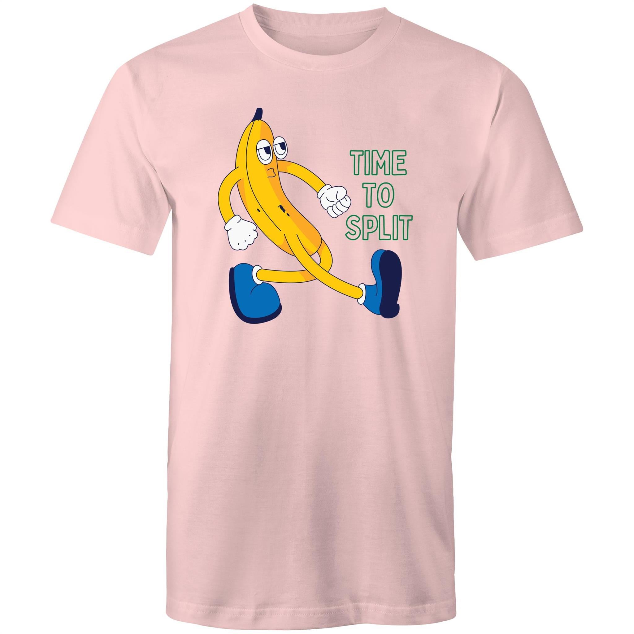 Time To Split, Banana - Mens T-Shirt Pink Mens T-shirt Food Printed In Australia