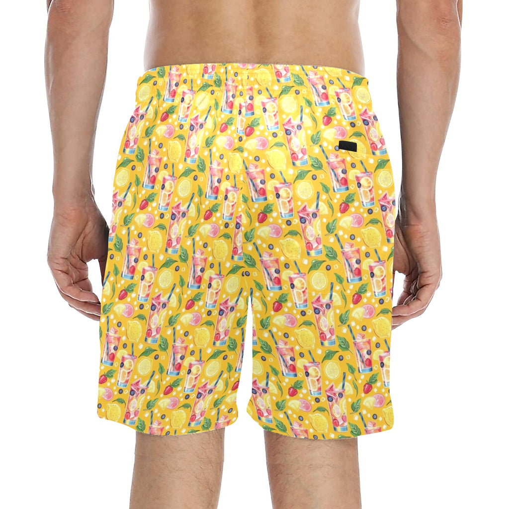 Tropical Fruit Drink Men's Mid-Length Beach Shorts Men's Mid-Length Beach Shorts Food Printed Offshore
