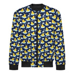 Rubber Ducks On Dark Men's Casual Zip‑Up Bomber Jacket