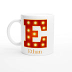 Personalised - Marquee Lights Initial - White 11oz Ceramic Mug with Color Inside Ceramic White Personalised 11oz Mug Customise Globally Fulfilled Personalise
