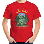 Be One With Nature - Kids Youth T-Shirt Red Kids Youth T-shirt Environment Printed In Australia