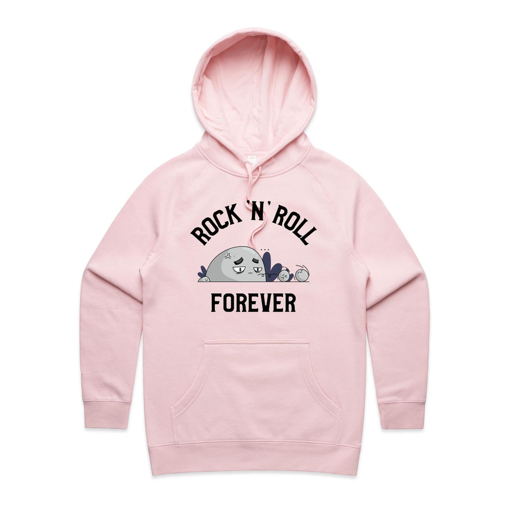 Rock And Roll Forever - Womens Hoodie Pink Womens Hoodie Music Printed In Australia