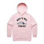 Rock And Roll Forever - Womens Hoodie Pink Womens Hoodie Music Printed In Australia