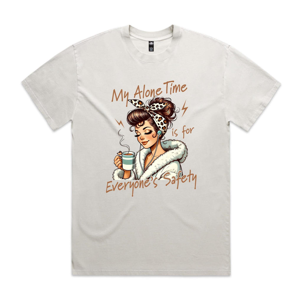 My Alone Time Is For Everyone's Safety AS Colour Heavy Faded Tee Unisex Faded bone Heavy Faded T-shirt Printed In Australia