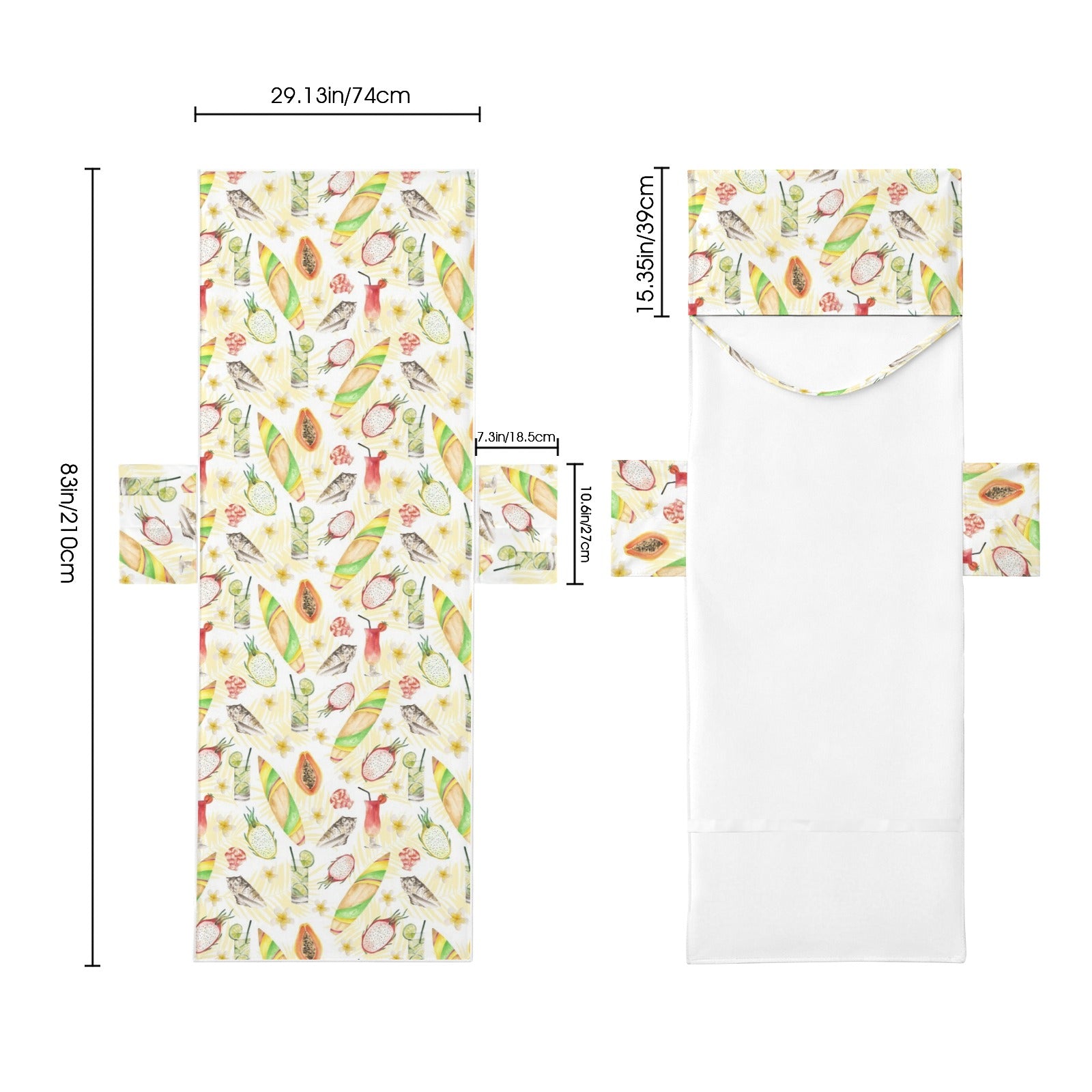 Tropical Surf Beach Chair Towel Cover with Side Pockets
