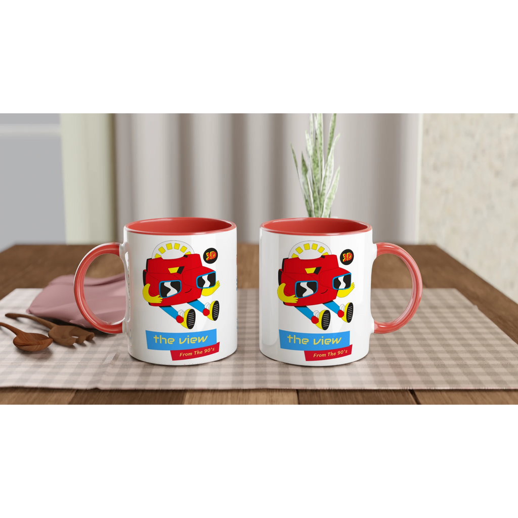 Personalised - The View From The 90's - White 11oz Ceramic Mug with Colour Inside Personalised 11oz Mug customise Globally Fulfilled personalise Retro
