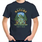 Be One With Nature - Kids Youth T-Shirt Navy Kids Youth T-shirt Environment Printed In Australia