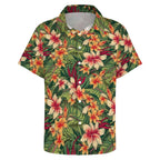 Vintage Hawaiian Floral Women's Collared Pocketless Short Sleeve Shirt
