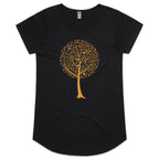 Music Tree - Womens Scoop Neck T-Shirt Black Womens Scoop Neck T-shirt Music Printed In Australia