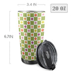 Flower Check 20oz Mobile Tumbler with Lid (Black Lock) 20oz Travel Mug Plants Printed Offshore
