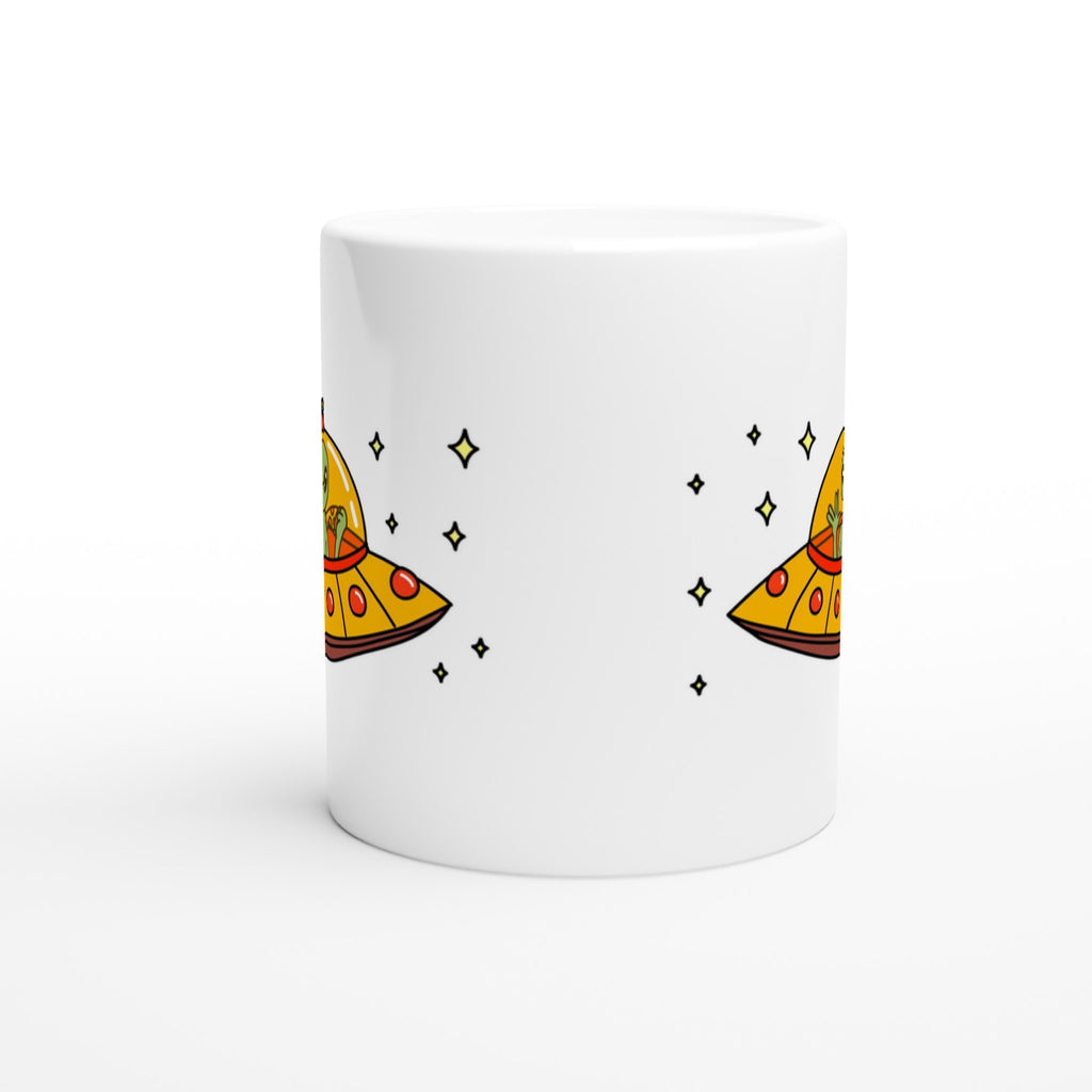 Alien Pizza - White 11oz Ceramic Mug White 11oz Mug Globally Fulfilled Sci Fi