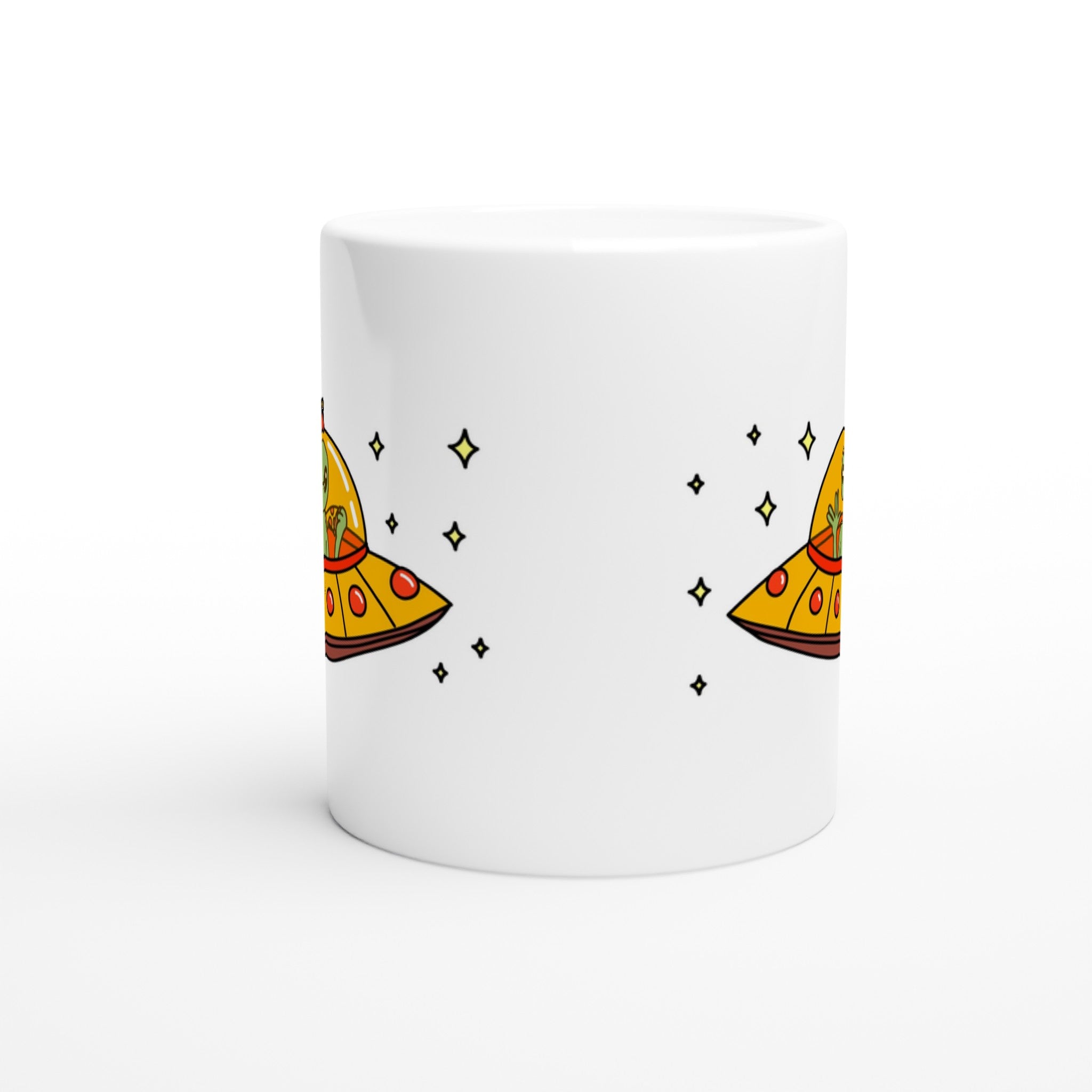 Alien Pizza - White 11oz Ceramic Mug White 11oz Mug Globally Fulfilled Sci Fi