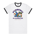 Purrfect Is Overrated, Cat Men's AS Colour Ringer Tee White Black Ringer T-Shirt animal Printed In Australia