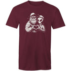Alien Bigfoot Heart Hands - Mens T-Shirt Burgundy Mens T-shirt Love Printed In Australia Sci Fi