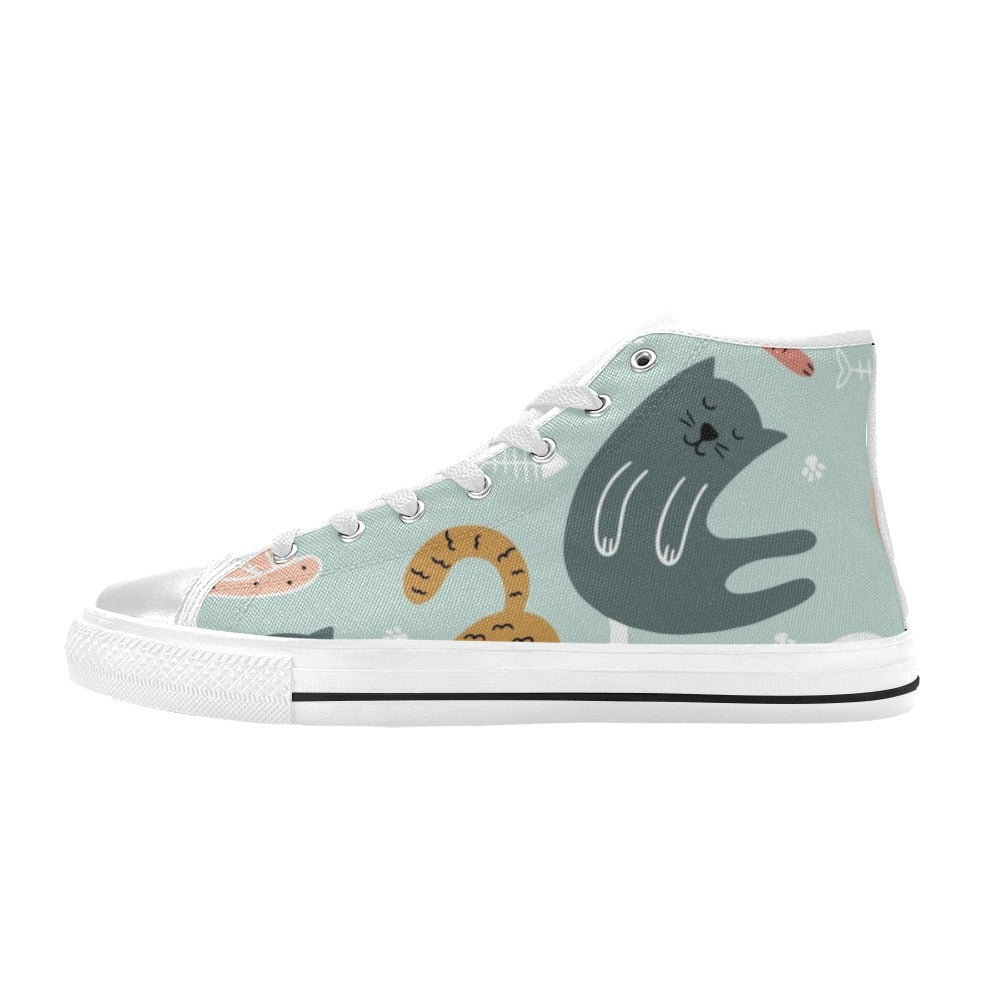 Cat Stretch - Kids High Top Canvas Shoes
